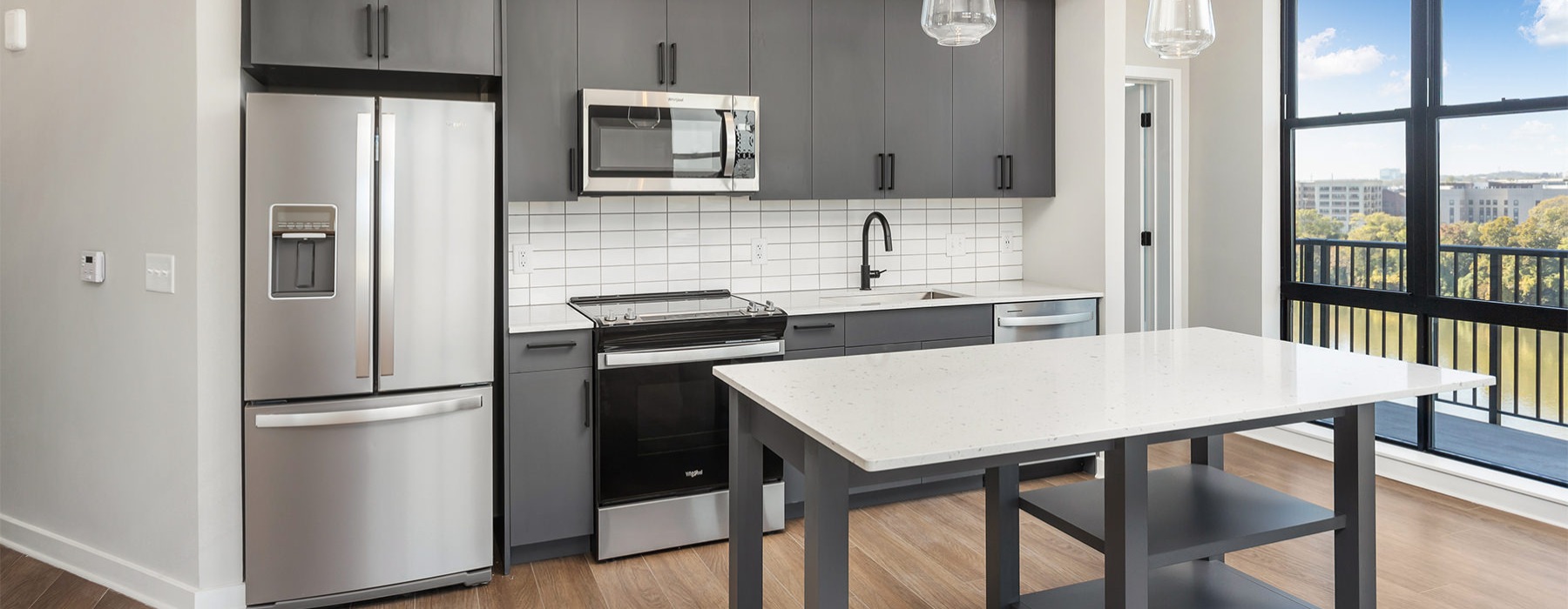 Well-lit kitchen with ample counter space
